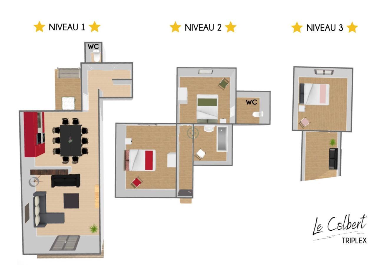 "Colbert Triplex" 3 Chambres - Balcon - Patio - Cathedrale Tours Luaran gambar